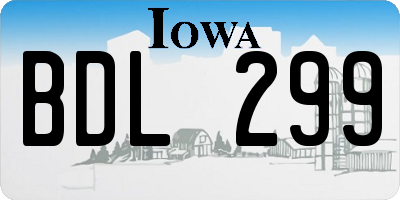 IA license plate BDL299