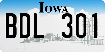 IA license plate BDL301