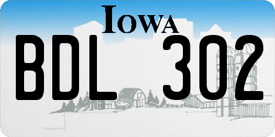 IA license plate BDL302