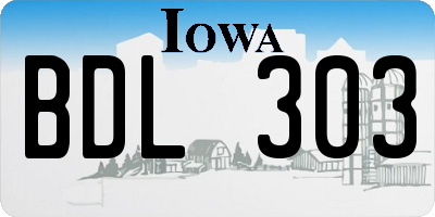 IA license plate BDL303
