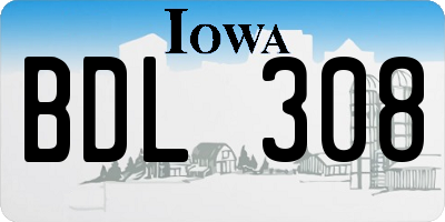 IA license plate BDL308