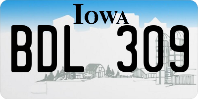 IA license plate BDL309