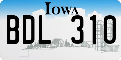 IA license plate BDL310