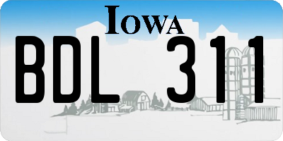 IA license plate BDL311