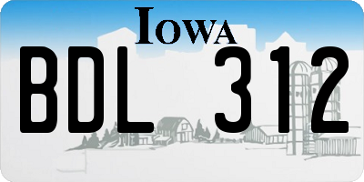 IA license plate BDL312
