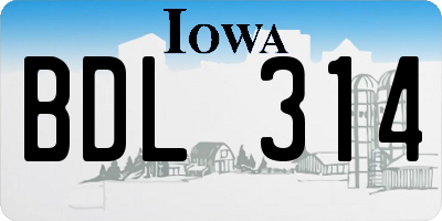 IA license plate BDL314