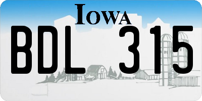 IA license plate BDL315