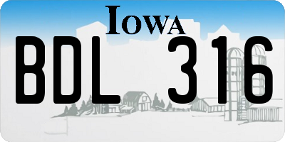 IA license plate BDL316