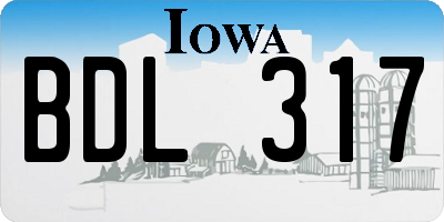 IA license plate BDL317