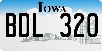 IA license plate BDL320