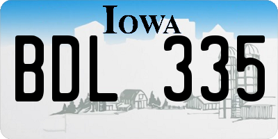 IA license plate BDL335