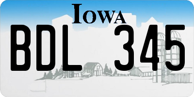 IA license plate BDL345