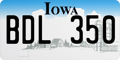 IA license plate BDL350