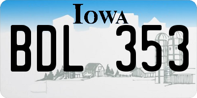 IA license plate BDL353