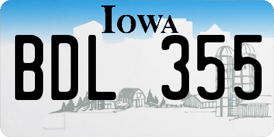 IA license plate BDL355