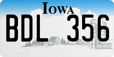 IA license plate BDL356