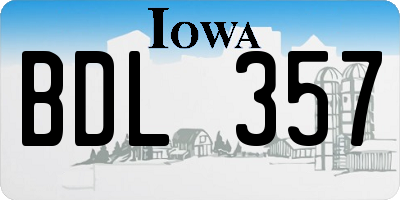 IA license plate BDL357