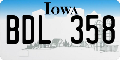 IA license plate BDL358