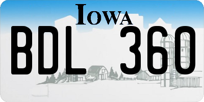 IA license plate BDL360