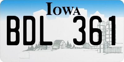 IA license plate BDL361