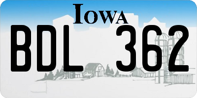IA license plate BDL362