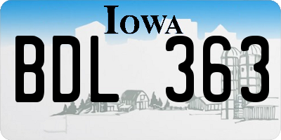 IA license plate BDL363