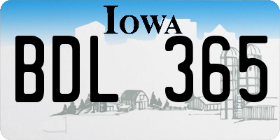 IA license plate BDL365
