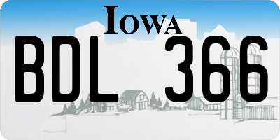 IA license plate BDL366