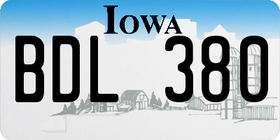 IA license plate BDL380