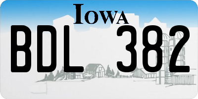 IA license plate BDL382