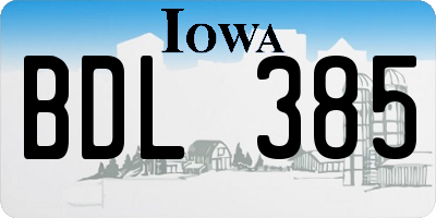 IA license plate BDL385