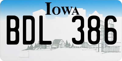 IA license plate BDL386
