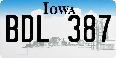 IA license plate BDL387