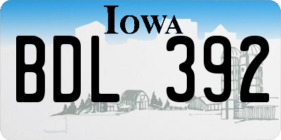 IA license plate BDL392
