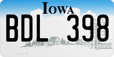 IA license plate BDL398