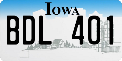 IA license plate BDL401