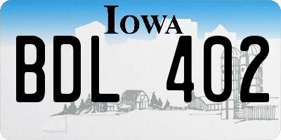 IA license plate BDL402