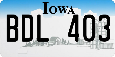 IA license plate BDL403