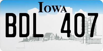 IA license plate BDL407