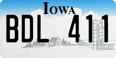 IA license plate BDL411