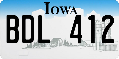 IA license plate BDL412