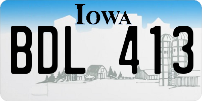 IA license plate BDL413