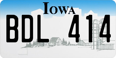 IA license plate BDL414