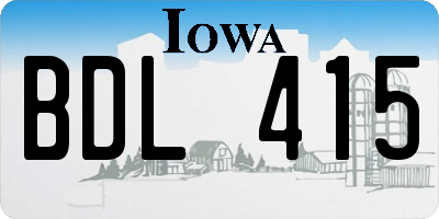 IA license plate BDL415