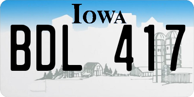 IA license plate BDL417