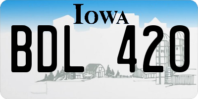 IA license plate BDL420