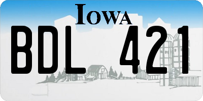 IA license plate BDL421