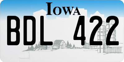 IA license plate BDL422