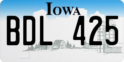 IA license plate BDL425