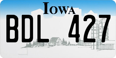 IA license plate BDL427